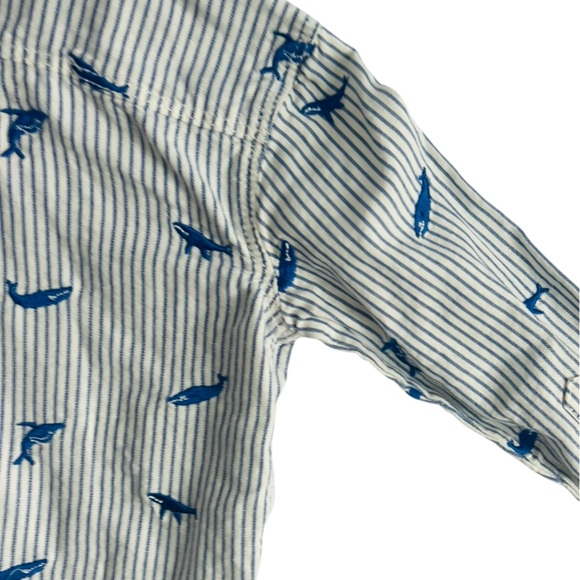 Baby BODEN Whale Embroidered Long Sleeve Button Front Shirt - Picture 2 of 6